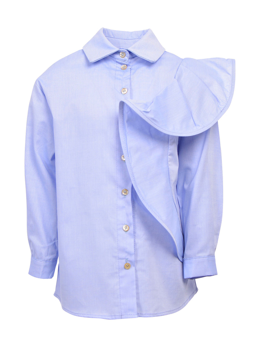 Camicia azzurra con maxi ruches