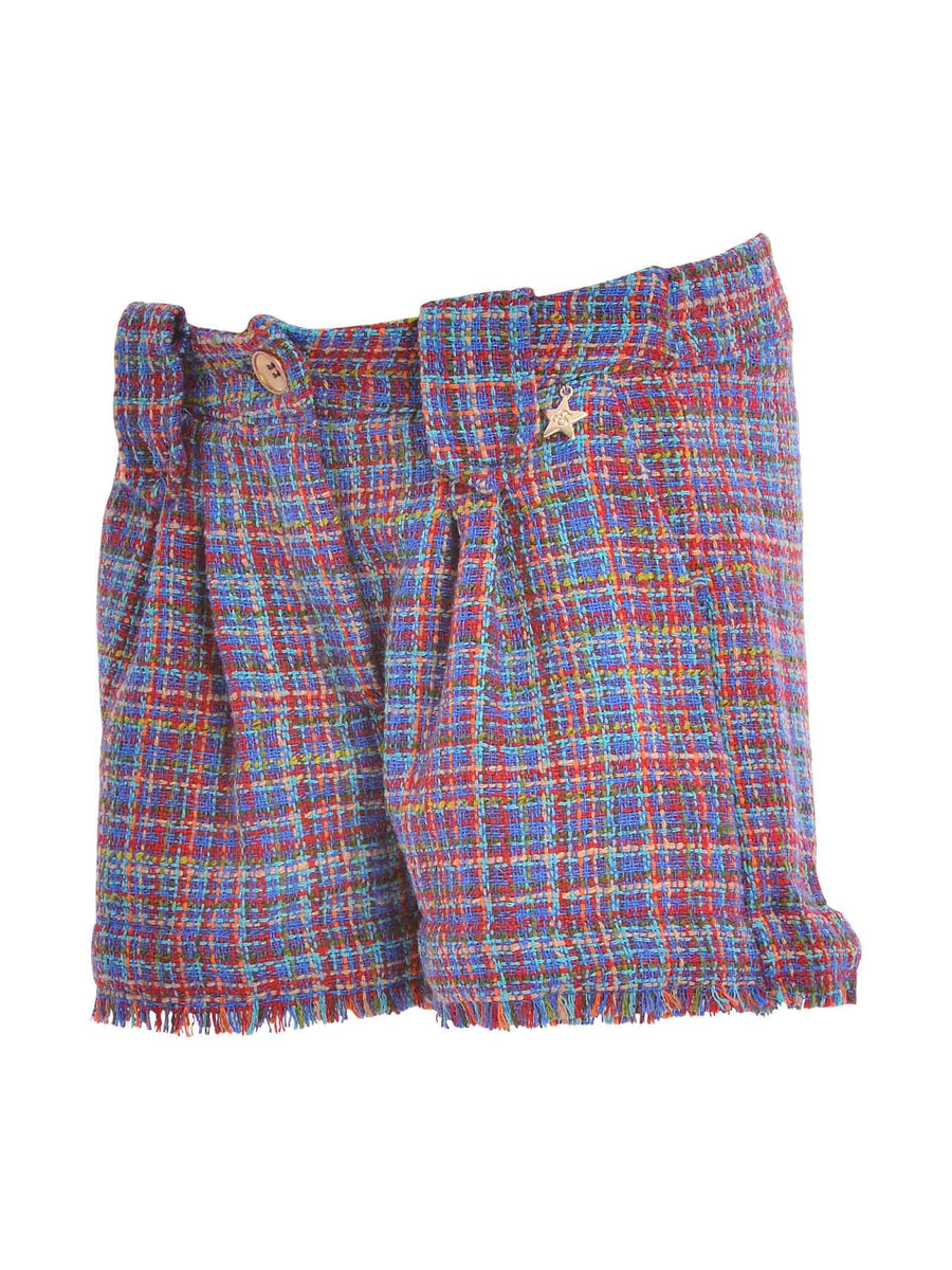 Shorts fantasia tartan blu