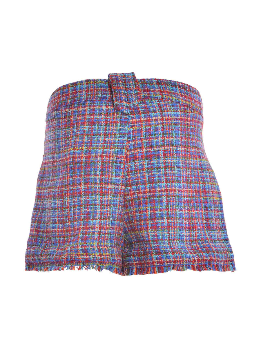 Shorts fantasia tartan blu