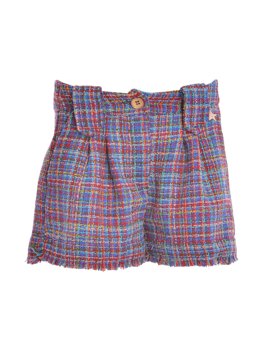 Shorts fantasia tartan blu