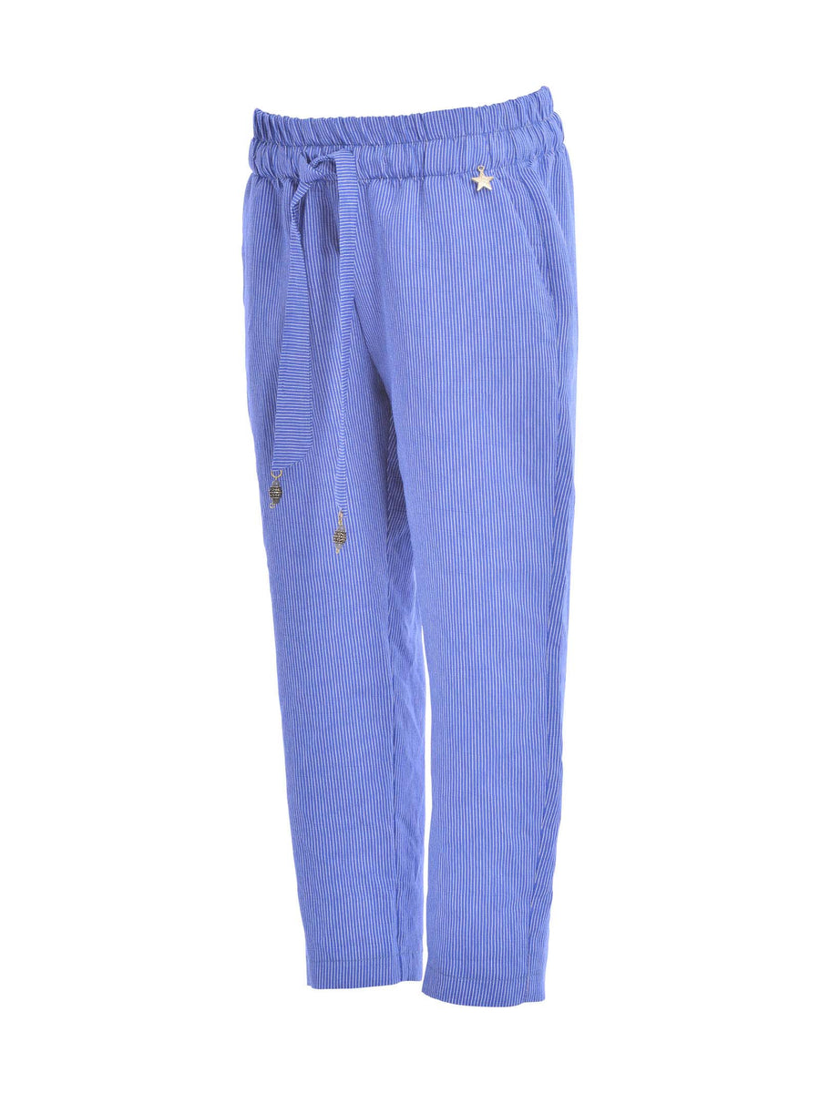 Pantalone baggy blu a righe