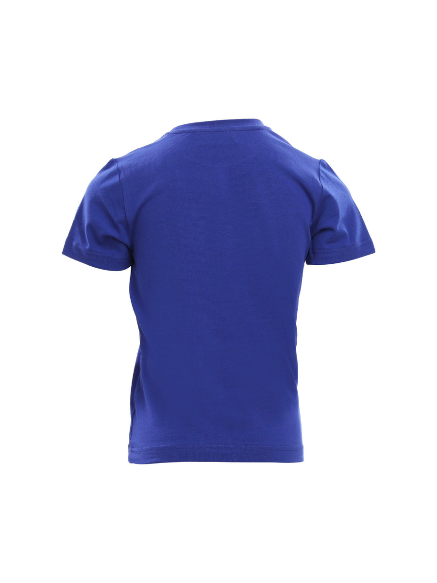 T-shirt blu con logo frontale bianco