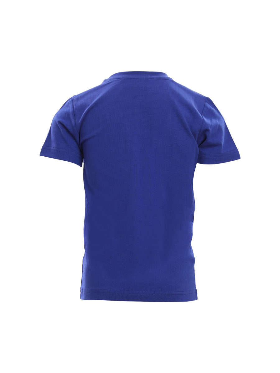 T-shirt blu con logo Icon arancione