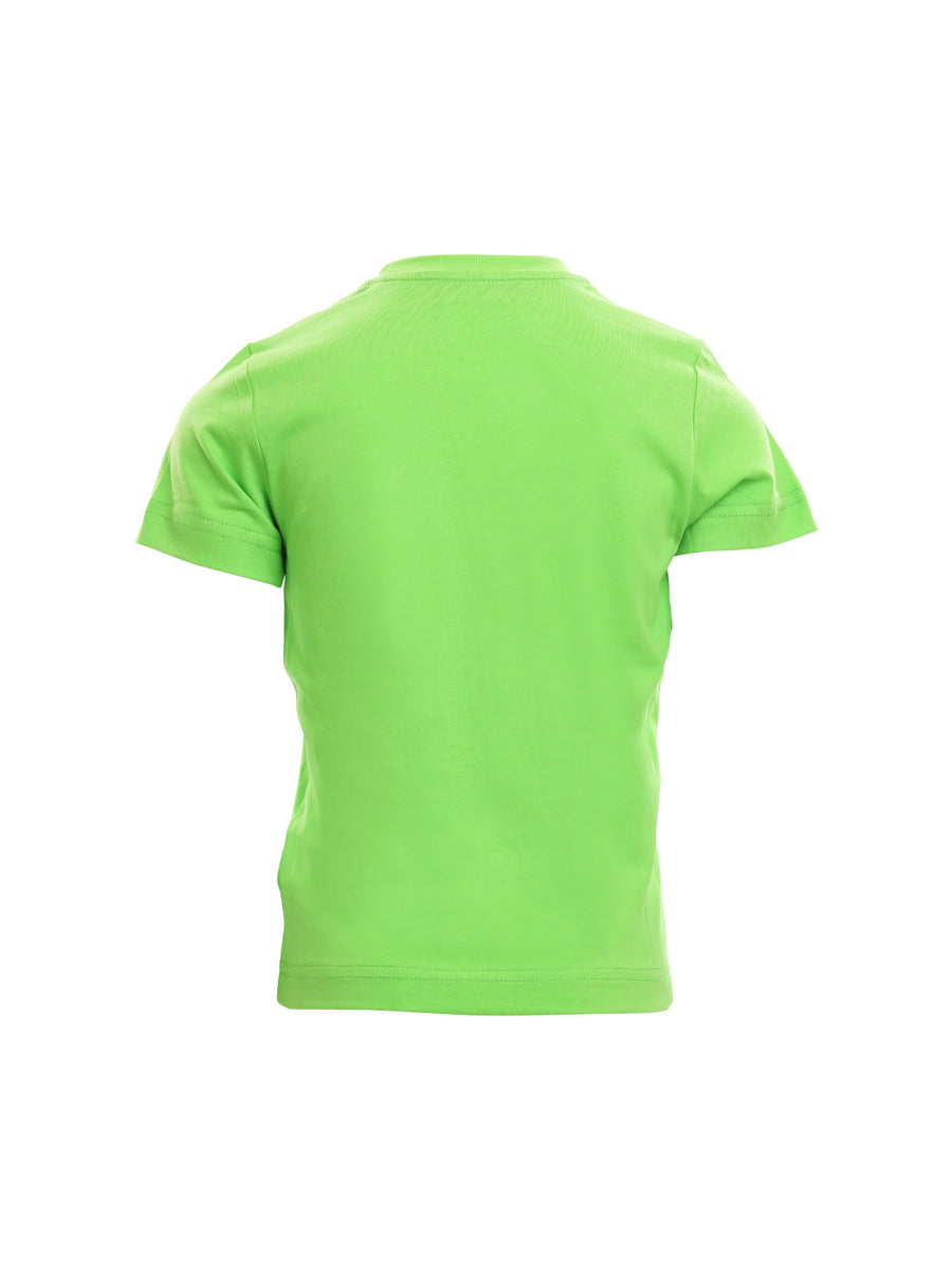 T-shirt verde con stampa maxi logo blu