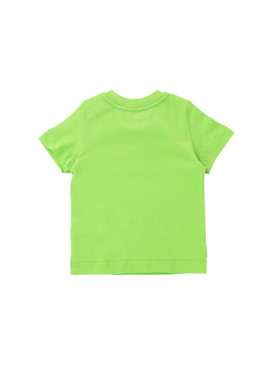 T-shirt verde con stampa logo blu