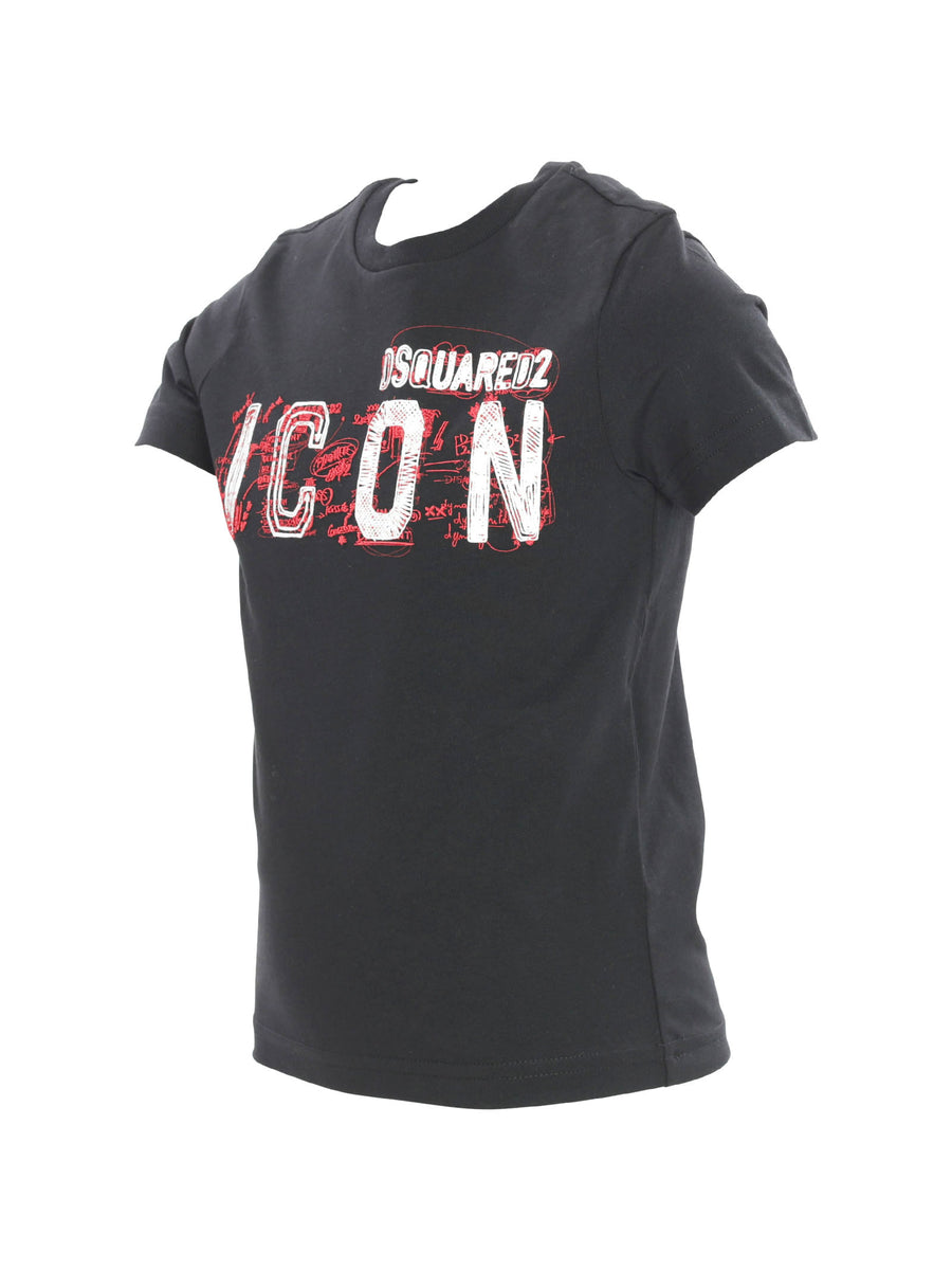 T-shirt nera con scritta Icon a rilievo