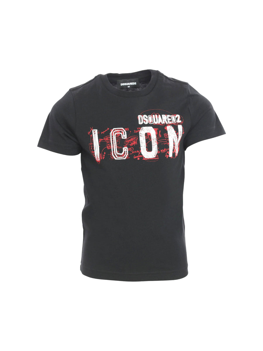 T-shirt nera con scritta Icon a rilievo