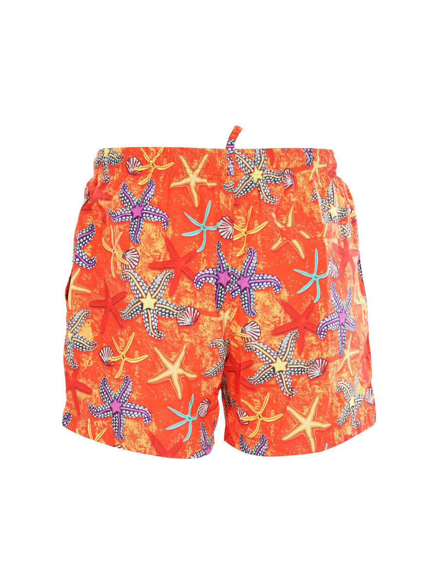 Costume shorts arancione fantasia stelle marine