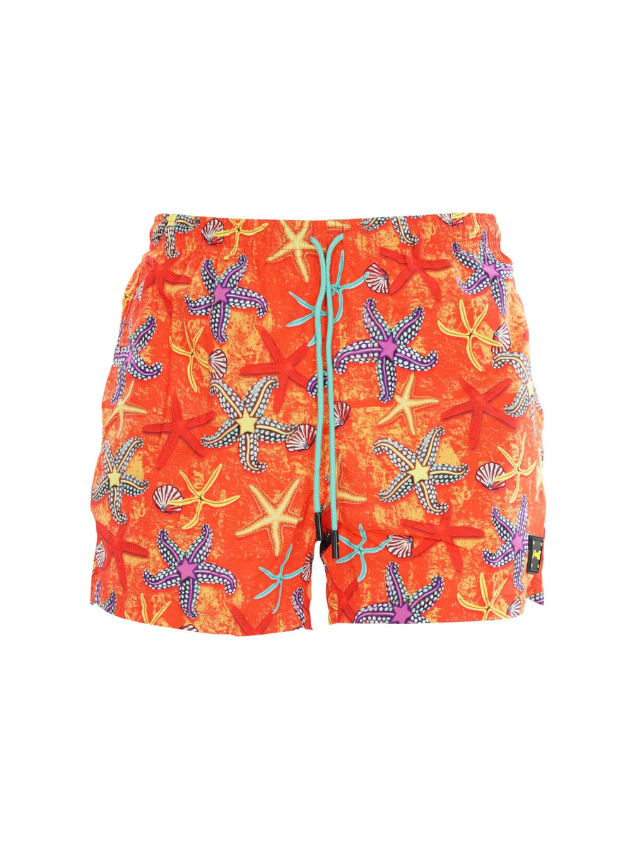 Costume shorts arancione fantasia stelle marine