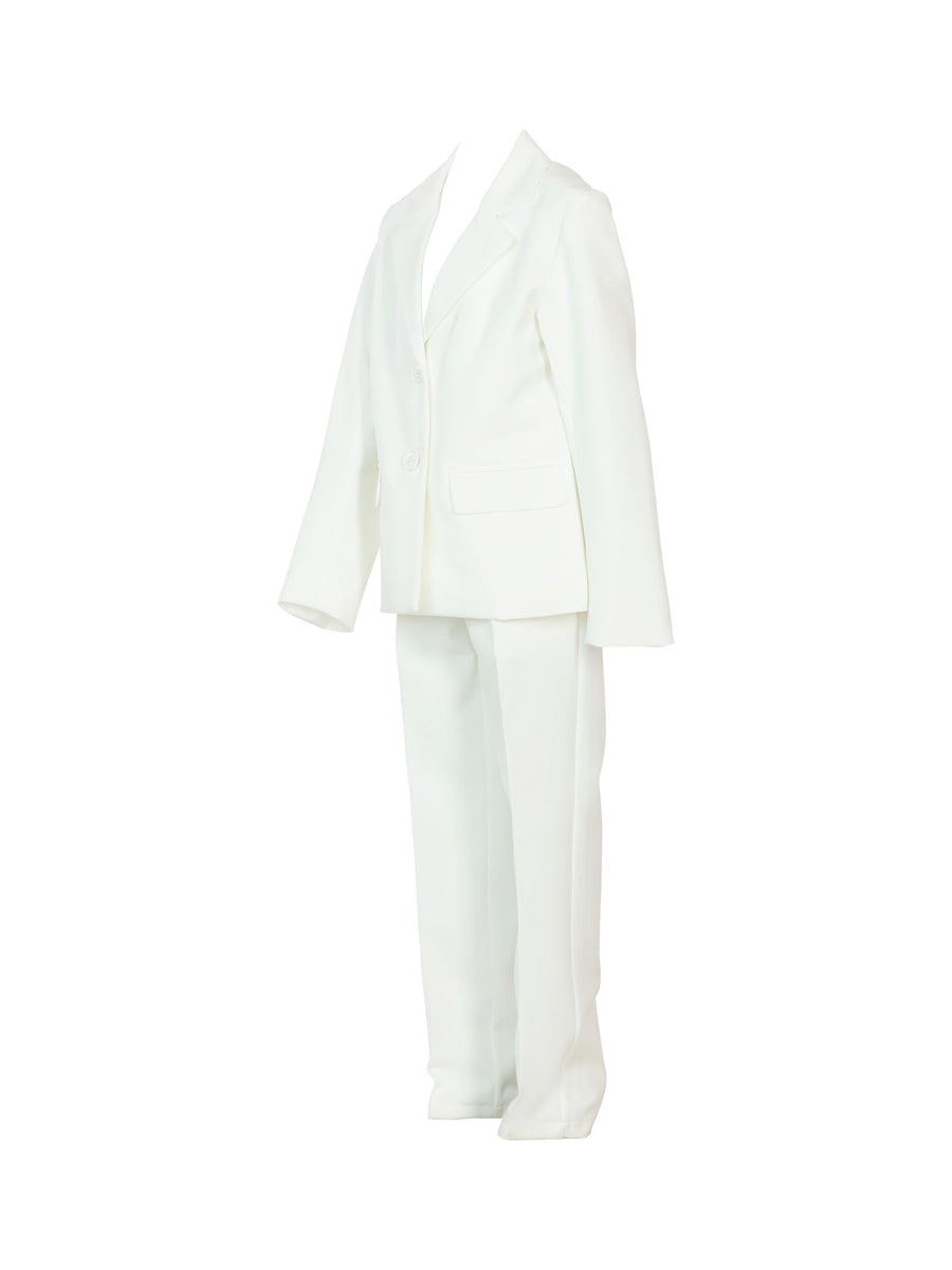 Tailleur completo giacca e pantalone bianco latte