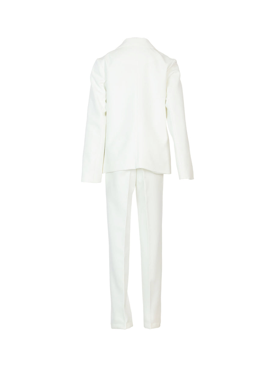 Tailleur completo giacca e pantalone bianco latte