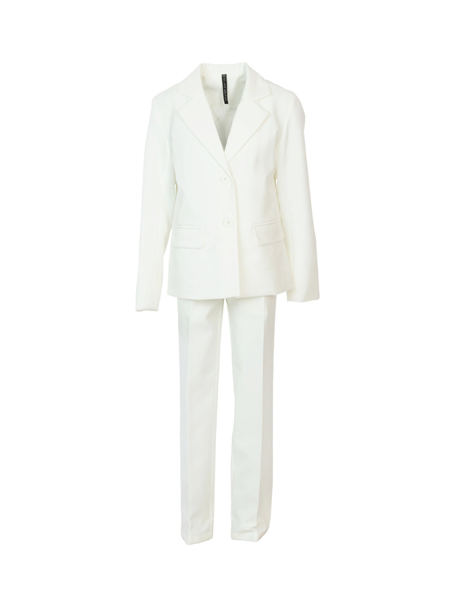 Tailleur completo giacca e pantalone bianco latte