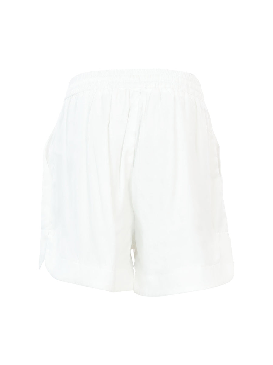 Shorts bianco latte con coulisse e bottone gioiello