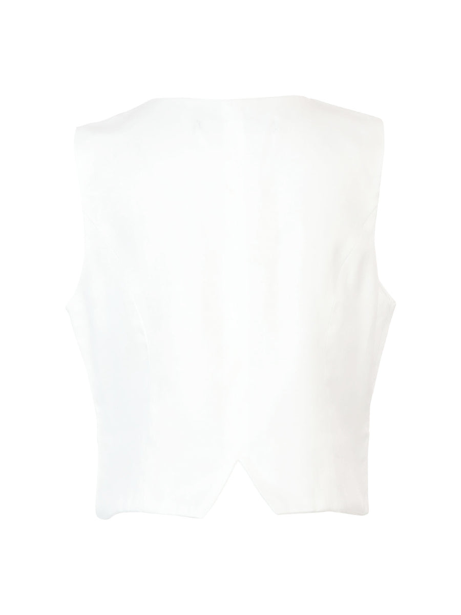 Gilet bianco panna con bottoni gioiello