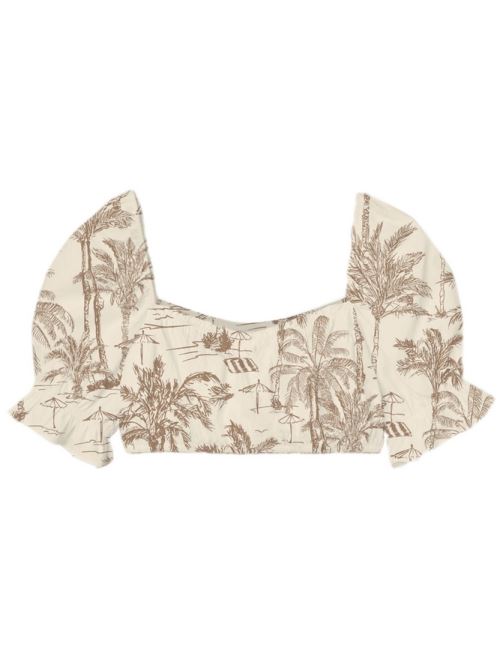 Crop top in lino a fantasia Saint Beach beige