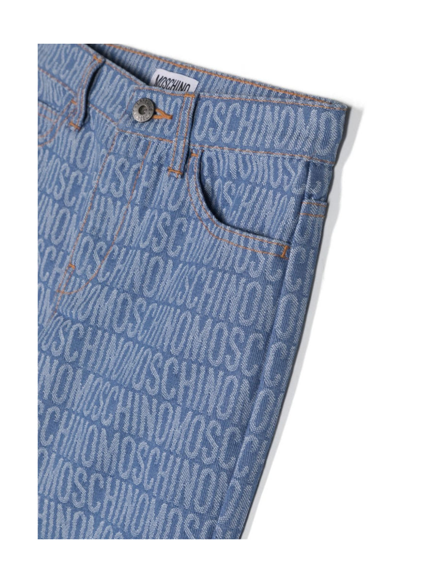 Jeans dritti con monogramma jacquard