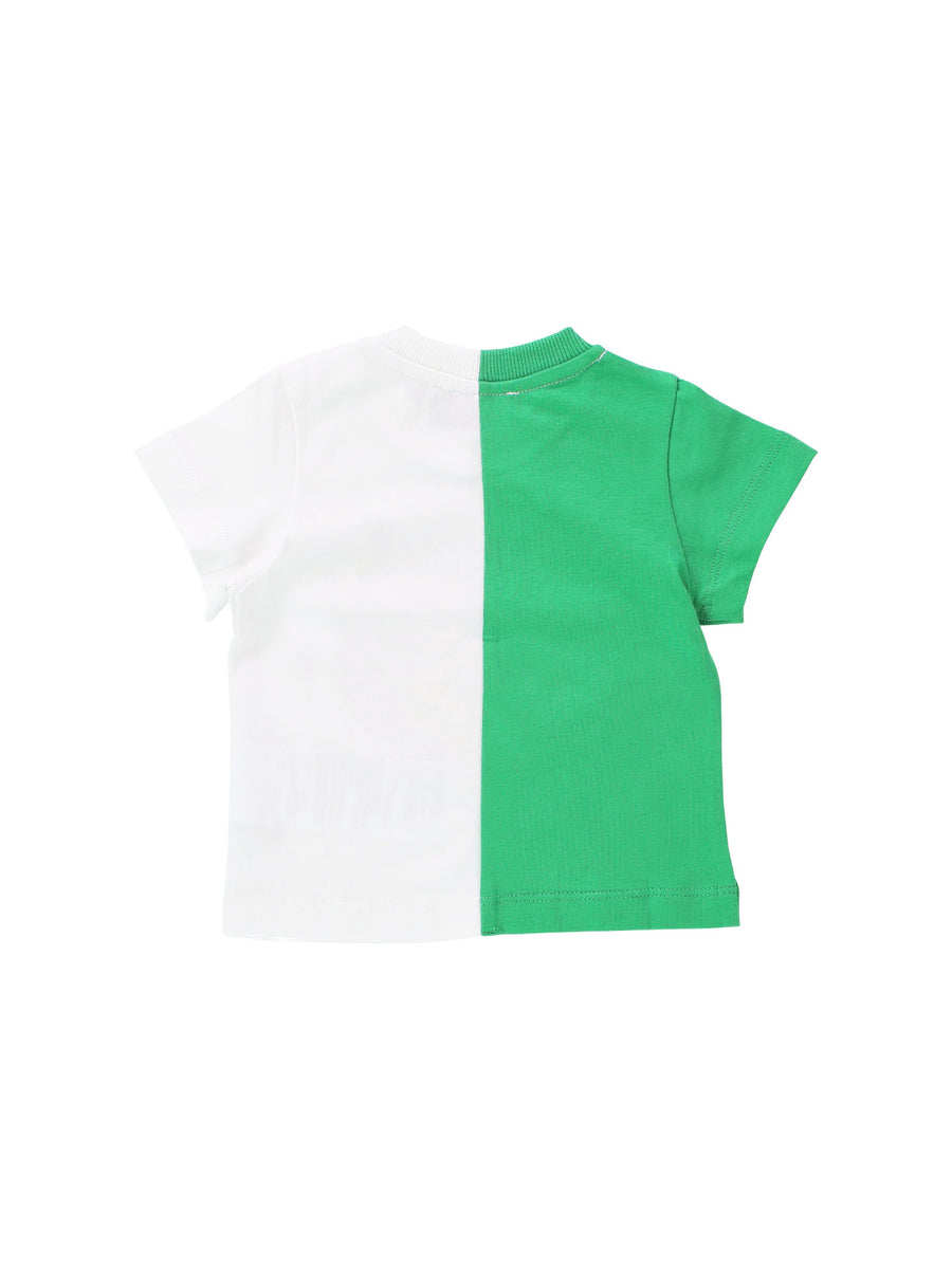 T-shirt a doppia fantasia verde e bianca