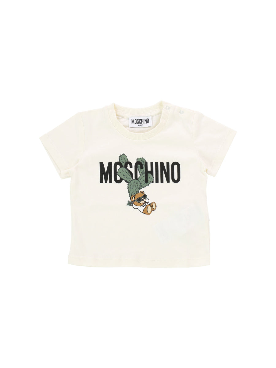 T-shirt crema stampa Teddy cactus