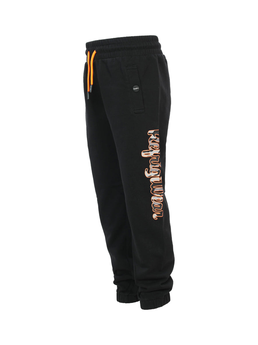 Joggers neri con maxi logo camouflage sulla gamba