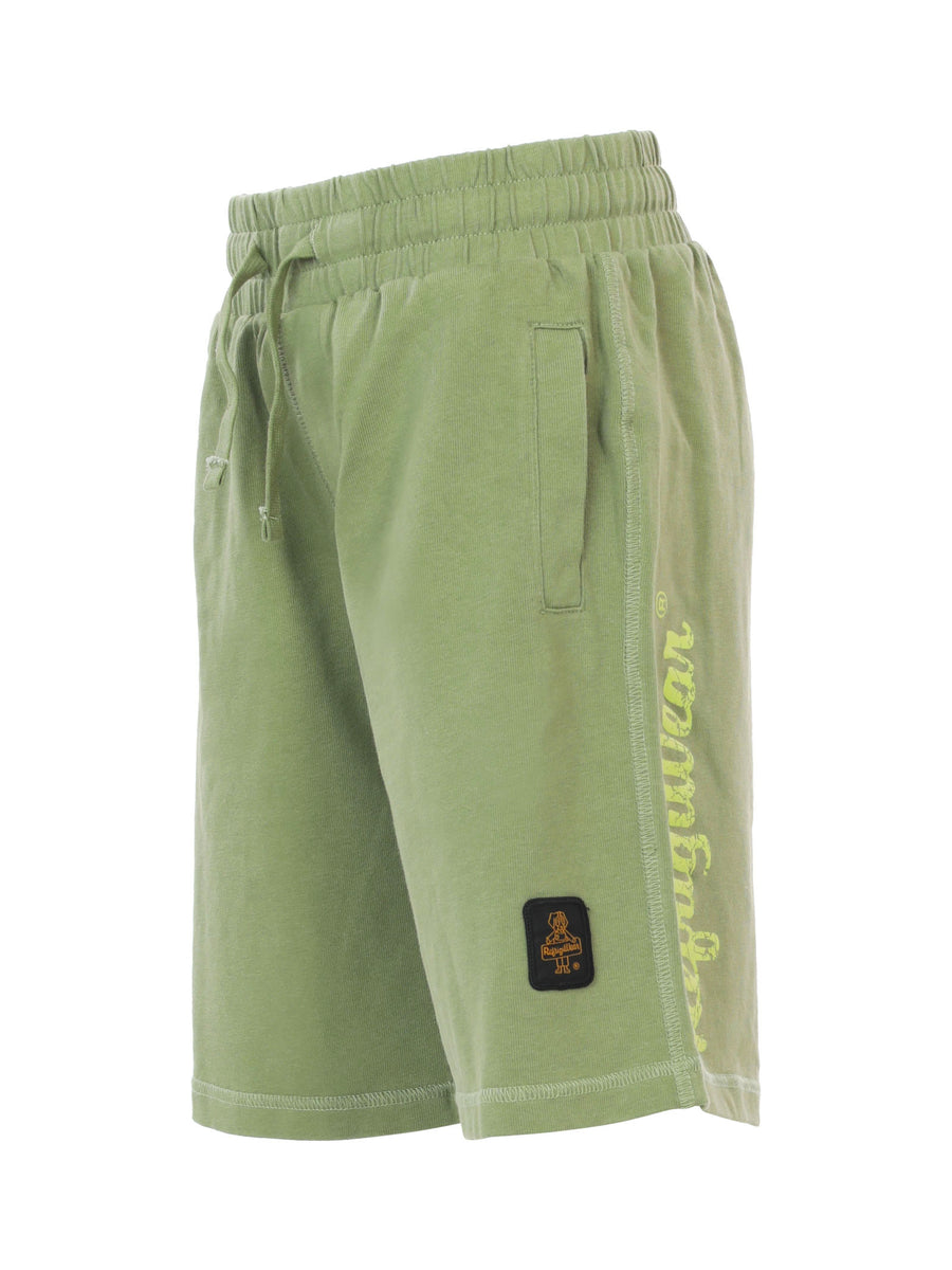 Bermuda in cotone garzato verde militare