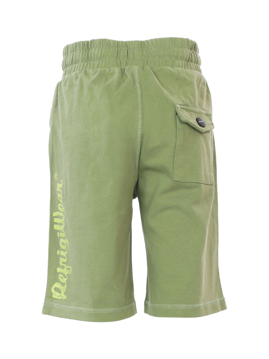 Bermuda in cotone garzato verde militare