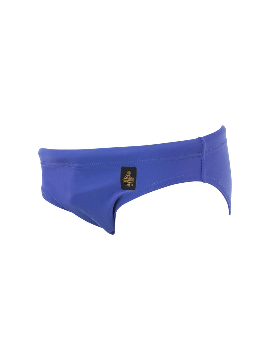 Costume slip blu logo azzurro effetto colato sul retro