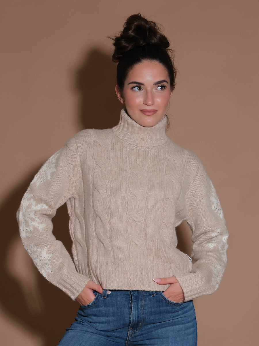 Maglione beige collo alto