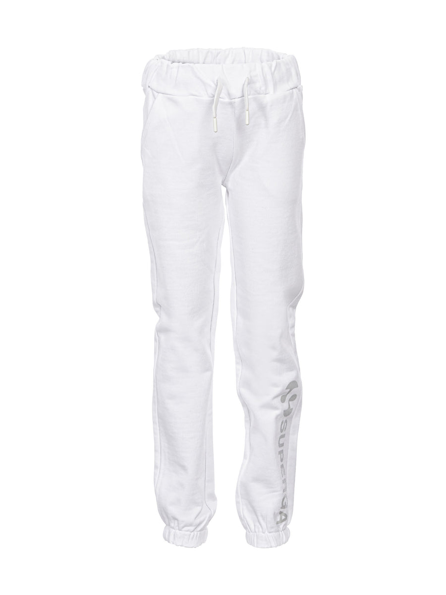 Pantalone tuta bianco con scritta glitter